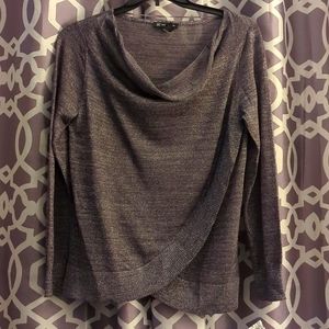 NWT. INC Silvery Glitter Cross Over Sweater. XL. Scoop neckline.